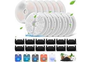 MUKKELA Filtro per fontana d'acqua per gatti, 12 pacchetti di filtri di ricambio per fontana per gatti da 67oz/2L, 12 pacchetti di filtri e 12 pacchetti di filtri in schiuma per fontana per animali domestici