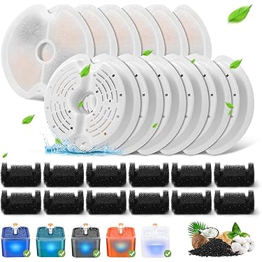 12 filtros para fuente para gatos compatibles con Topplee W04SP, incluye 12 paquetes de filtros de carbón activo de repuesto para fuente de gatos y 12 filtros para fuente para gatos compatibles con Topplee W04SP, incluye 12 paquetes de filtros de carbón activo de repuesto para fuente de gatos y
