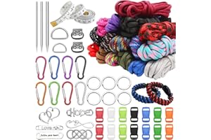 Xulisheng Paracord Kit, 58 PCS Multifunction Paracord Ropes 10 Feet, Including Buckles, Stitching Needles, Tape Measure for DIY Crafts Outdoor
