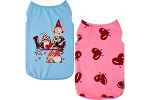 BOTEWO Confezione da 2 camicie per cani di San Valentino – Divertente maglietta per cani con stampa d'amore, abbigliamento per cuccioli per feste di Natale (piccola, rosa, 3 + blu)