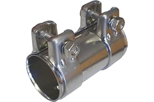 ALUTEC RACING PARTS Auspuff Rohrverbinder Ø 48mm x125mm Edelstahl universal Verbinder + 2x Auspuffschelle 52,5