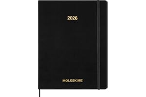 ‎MOLESKINE Moleskine Essential Planner 2025-2026, Vertikaler Wochenkalender 15 Monate mit täglichen Zeitslots, Flexibler Einband, Farbe Schwarz, Format XXL 23,5x28,14