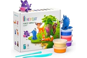 Hey Clay Waldtiere-Set – bunte Modellier-Kinder – lufttrockenes Ton-Set 15 Dosen und Modellierwerkzeuge mit lustiger interaktiver Anleitung (evtl. nicht in deutscher Sprache)