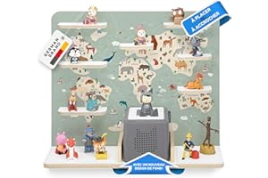 stadtecken étagère en Bois I Convient pour la Toniebox et Tonies I Rangement Parfait pour Tonie dans la Chambre des Enfants I À Monter ou à Suspendre (Atlas, Grande)