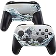 eXtremeRate Replacement Front & Back Case Compatible with Nintendo Switch Pro Controller, Custom Grips Case Cover Housing Replacement Parts for Switch Pro Gamepad (Wave) No Controller