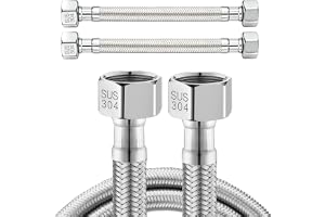 2 stycken flexslang 3/8 tum ÜWM x 3/8 tum ÜWM, flexslang rostfritt stål 30 cm, 3/8 tum flexibel pansarslang, anslutningsslang