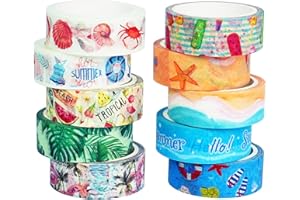 YUBX 10 Rolls Four Seasons Washi Tape Set Beach Ice Cream Masking Decorative Tapes (Summer)