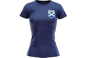 PURPLE PRINT HOUSE Scotland Womens Football Shirt - Womens Scotland Flag Badge T Shirt - Football Country European Supporters 2020 Retro Tee Her - Scottish Tournament 2021 Footy Soccer Top