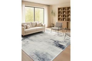 ‎SONGMICS HOME SONGMICS HOME Wohnzimmer Teppich, 200 x 300 cm, moderner Abstrakter Stil, Rutschfester Teppich, maschinenwaschbar, für Schlafzimmer, Badezimmer, Flur, Esszimmer, Taubengrau TAR076G01