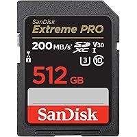 SanDisk 512GB Extreme PRO SDXC card, SD Card, V30 Memory Card, 4K UHD, up to 200 MB/s, SanDisk QuickFlow Technology, RescuePr