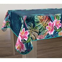Table Ronde Le Linge De Jules Nappe Anti-Taches Fleur De Paradis Table Ronde Le Linge De Jules Nappe Anti-Taches Fleur De Paradis