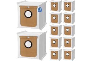 JORAIR 12 Pack Dust Bags for Eufy Clean L60 SES / L60 Hybrid SES / L50 SES Robot, Vacuum Cleaner Bags for Eufy L60 SES, Replacement Dust Bags for Eufy 2.5L Large Capacity, Clean Station Replacement Parts