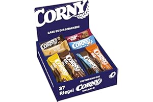 ‎CORNY Corny Mix Box | Müsliriegel, Haferriegel und Nussriegel Thekendisplay | Office Verpflegung | 37 Riegel | 8 Sorten