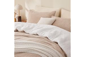Andency Jacquard Fleece King Comforter Set, Reversible Soft Khaki Fuzzy Fluffy Bedding Comforters (104”x90”), Warm Faux Fur Sherpa 3-Piece Bed Sets with 2 Pillowcases