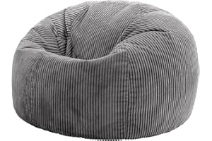 icon Kingston Cord Bean Bag, Charcoal Grey, Large Adult Bean Bag Chair with Filling Included, Comfy Chair, Living Room Furniture, Bedroom Furniture