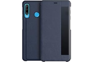 KANSI Compatible con Huawei P30 Lite Funda,Flip Funda de Cuero + Cristal Templado - Marina