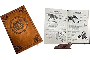 Costumeteers Bork the Bold Dragon Training Manual Replica Book Viking Fantasy Cosplay Berk Journal Prop HTTYD Faux Leather Cover Printed Brown