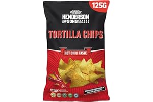 ‎HENDERSON AND SONS HENDERSON AND SONS Tortilla Chips Hot Chili - 1 x 125 Gramm Beutel - Mais Tortillas mit Chiligeschmack - Perfekter Snack für Sportabende wie American Football oder Fußball