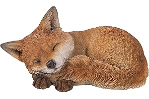 VIVID ARTS Cub di volpe addormentato nella vita reale | Decorazione per la casa o il giardino in resina | XRL-FCB3-D
