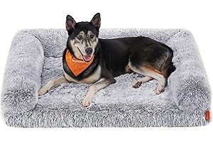 Feandrea FluffyHug Panier pour Chien, Canapé pour Chiot, Taille XL, pour Chiens de Taille Moyenne et Grande, en Mousse Alvéolée, avec Housse Amovible Lavable, 106 x 76 x 19 cm, Gris Ombré PGW233G01V1