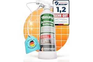 ‎TREUFIX Treufix - Schimmelentferner [Verbesserte Aktiv-Chlor-Formel] Schimmelspray für Wand, Bad, Silikonfugen, Tapete u.v.m. gegen hartnäckigen Schimmel, Stockflecken & Schimmelpilz - Made in DE