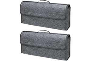 VBGURR 2Pcs Car Boot Organiser, Boot Organiser Car with Lid Foldable for Storage Auto Tools & Interior Declutter - Suitable for All Vehicles (Gray)