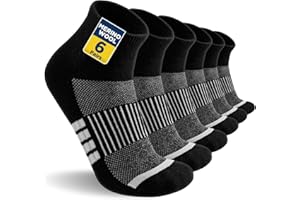 Niofind Merino Hiking Socks for Men and Women, Breathable Quarter Sneaker Socks, Wool Socks, Lined Running Socks, Short Sports Socks for Everyday Use, Sports, Outdoor, 6 Pairs