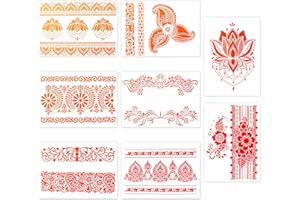 burkfeeg 8 Piezas Plantillas de Dibujo, Plantilla de Pintura de Encaje Plantillas de Mandala Manualidades Painting Stencils para Pintar Sobre Muebles y Paredes (21 * 29cm)