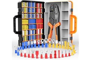 Insulated Wire Terminal Crimp Tool Kit,0.5-1.5/1.5-2.5/4-6mm²(A.W.G.20-10) Preciva Ratchet Crimping Plier with 425PCS Connectors,Ratchet Crimp Plier Set with Portable Box