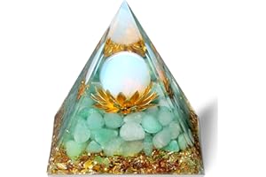 ‎GUJOXILA GUJOXILA Orgonite Pyramid Crystals Green Aventurine Gemstones Large Crystal Stone Lotus Pyramids Positive Energy Healing Stones Pyramid Christmas Spiritual Reiki Christmas Gift
