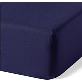 Amazon Basics Organic Cotton Fitted Sheet for 180 cm Beds, 180 x 200 cm, Navy Blue