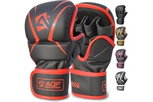 AQF Hybrid MMA Gloves for Sparring & Grappling, Open Palm Shooter Design, Enhanced Wrist Support, Shock-Absorbing Padding, Lightweight and Durable for Training, Kickboxing, Muay Thai