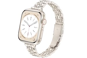 wipalor Slim Stainless Steel Strap Compatible with Apple Watch Straps Women 38mm 40mm 41mm 46mm 45mm 44mm 42mm 49mm, Metal iWatch Strap, Ladies Band for Apple Watch Series 10 9 8 7 6 5 4 3 2 1 SE