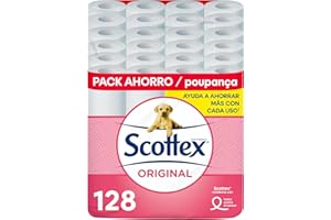 Scottex Papier hygiénique, Papier, Blanc, 128 Unité (Paquete de 1)