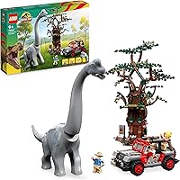 LEGO Jurassic Park La Scoperta del Brachiosauro, Set con Grande Dinosauro Giocattolo, Albero e Jeep Wrangler da Costruire, Re