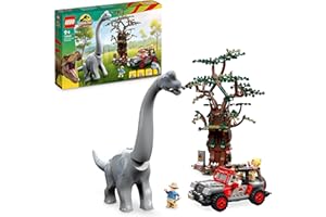 LEGO 76960 Jurassic Park La Découverte du Brachiosaure, Jouet de Dinosaure avec Grande Figurine Dino et Voiture Jeep Wrangler, Cadeau pour Garçons, Filles, Enfants, Collection 30ème Anniversaire