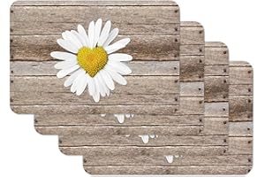 VENILIA Vénilia Tischset Margerite, Platzset für Esszimmer, Esstischmatten, Telleruntersetzer, Platzdeckchen, abwischbar, lebensmittelecht, 45 x 30 cm, 4 Stück