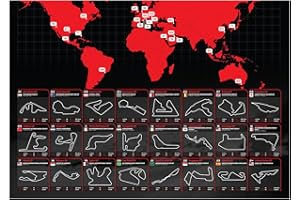 FOOTBALL GROUND MAP F1 Race Track Map - large poster featuring all 24 Formula One race circuits from across the world - ideal for motorsport enthusiasts (A2, folded to A4) (59x42 cm)