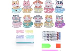 ANZRLE Juego de 10 posavasos con soporte para manualidades para adultos, diseño de diamantes