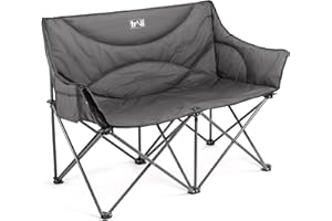 TRAIL OUTDOOR LEISURE Trail Double Camping Chair for Adults, Folding Padded 2 Seater, Sturdy Heavy Duty Steel, Luxury Duoweave Fabric, Lightweight Compact, Outdoor Fishing Garden, Pocket, Carry Bag (H88cm x W120cm x D53cm)