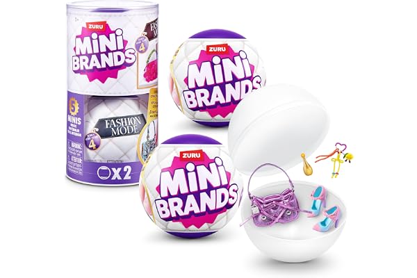 Mini Brands Fashion Série 4 2 Pack de ZURU – Jouet de Collection à Déballer avec 5 Mini Sacs Mode Mystère, Chaussures et Accessoires, Plus de 80 Styles à Collectionner, Violet