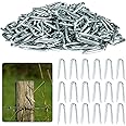 Sukh 210 PCS U Fence Staples - Galvanized U Shaped Nails Heavy Duty Staples Fencing Staples U Nails for Wood Fencing Barbwire Fence (Siver）