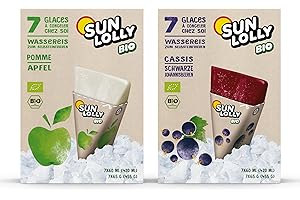 Sun Lolly Bio Wassereis 2er Bio Mix Pack | Apfel und Johannisbeere | Mit Fruchtsaft | Zum Selbsteinfrieren | Glutenfrei | Laktosefrei | Vegan | 2 x 7 x 60ml