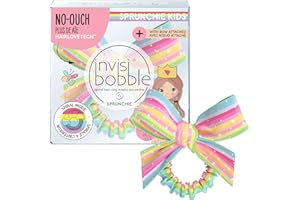 Invisibobble Elastico per capelli bambina arcobaleno bambina con fiocco Sprunchie Slim - Elastico a spirale per capelli bambina - Senza piú dolore