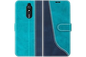 Mulbess Funda Móvil para Xiaomi Redmi 8A, Funda de Cuero PU, Función de Soporte, Funda Tapa, Concha Interna de TPU, Elegante Azul Mint