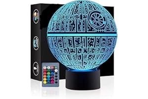 YIYICAS luce di notte 3D LED, lampada visiva dell'illusione ottica 3D 7 Cambiare colore Touch & Remote USB tavolo regalo giocattoli decorazioni (Morte Nera)