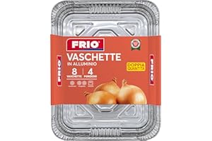 FRIO - 8 Barquettes Aluminium Alimentaires Rectangulaires | 4 Portions 17,5x22,5x4 cm | Plateaux, Contenants et Plats Jetables | Four et Congélateur | Idéal Camping, Pique-nique et Vente à Emporter