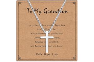 Twutqel Cross Necklace for Men Boys, Adjustable Silver/Black Stainless steel Cross Chain, Baptism Christening Birthday Christmas Jewellery Gift for Son Grandson Nephew Brother Cousin Age 6-21