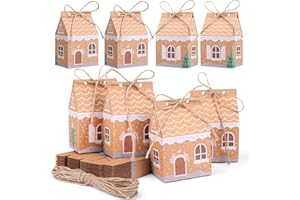 LEMESO Scatole Natalizie Regalo a Forma di Casetta Scatole Cartone Regalo Natale Scatoline Natalizi 24 Pz Confezioni Regali Natale Scatole Per Biscotti Caramelle