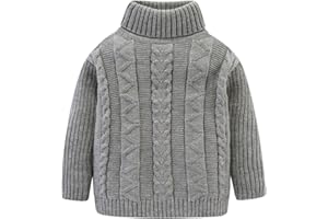 Mud Kingdom Girls Boys Sweater Turtleneck Cable Knit Jumper Pullover Long Sleeve Tops Solid